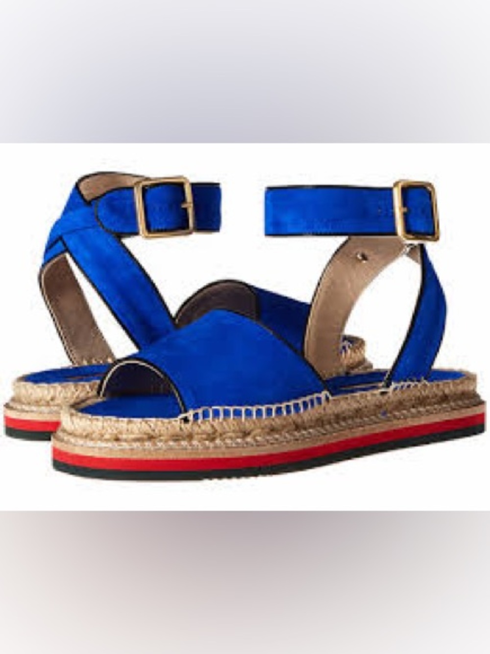 Andre Assous Estrella Blue Suede Ankle-Strap Espadrille Sandals - Women size 7